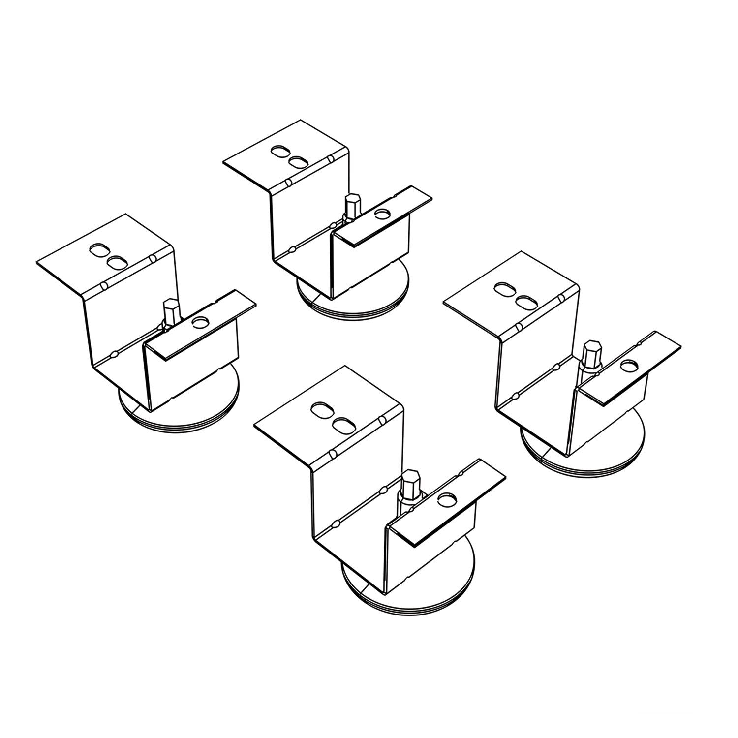 Hon Brigade Pedestal Adjustable Glides, Rigid Mount Plate, 2' X 2' Glide, Black, 4/Set