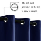 Jiuzhen Short Curtains Kitchen Half Window Blackout Curtains With Tiebacks For Baseroom Shadows, Grommet Curtains For Living Room, Set Of 2 Window Curtain Panels, 52 X 36 Inch Length,Navy Blue