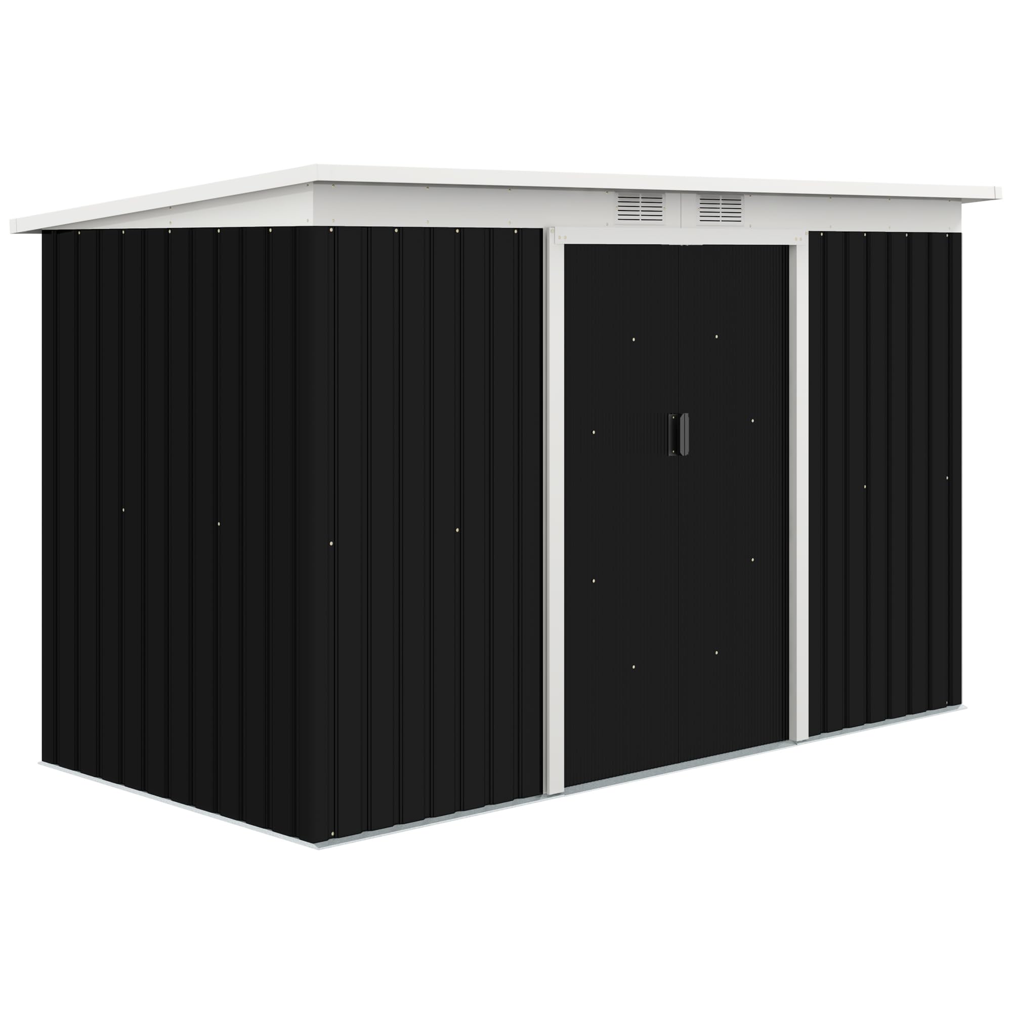 Outsunny 9' X 4' Outdoor Storage Shed, Metal Garden Tool House With Sloping Roof And Lockable Door For Backyard, Bike, Patio, Ga