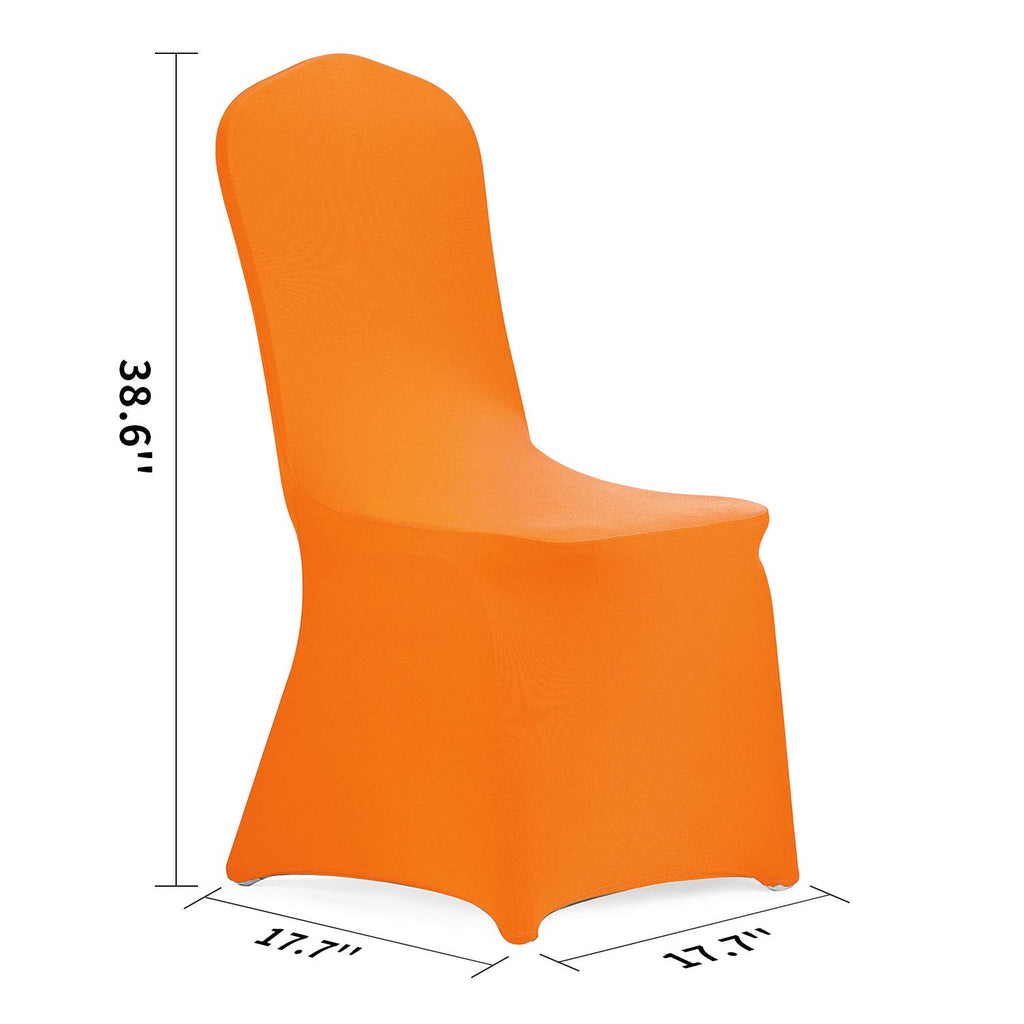 Peomeise Stretch Spandex Chair Cover For Wedding Party Dining Banquet Event (Orange, 12)