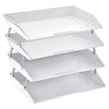 Acrimet Facility 4 Tier Letter Tray, Side Load, Letter Size/A4, Desktop File Organizer, Plastic (White Red)