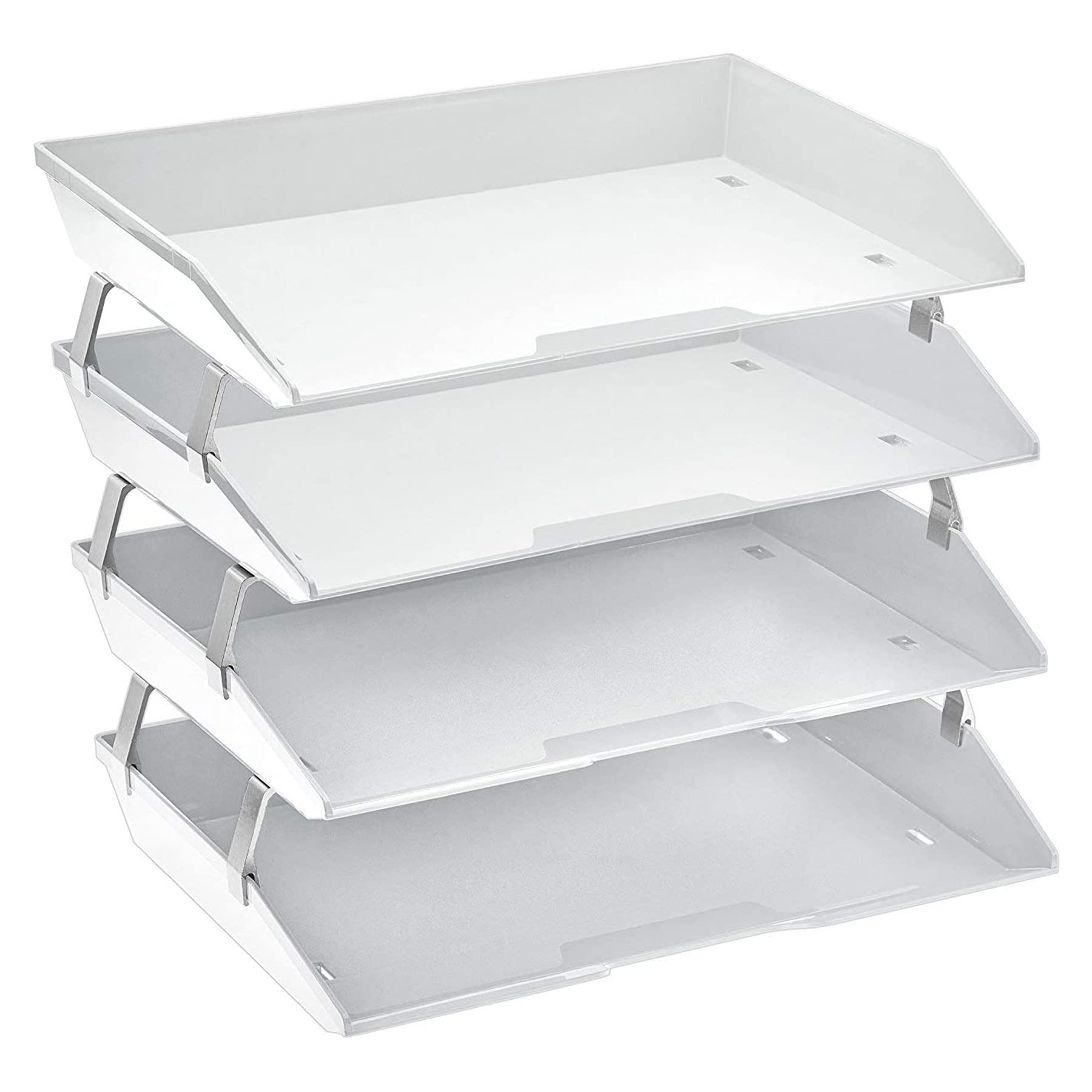 Acrimet Facility 4 Tier Letter Tray, Side Load, Letter Size/A4, Desktop File Organizer, Plastic (White Red)