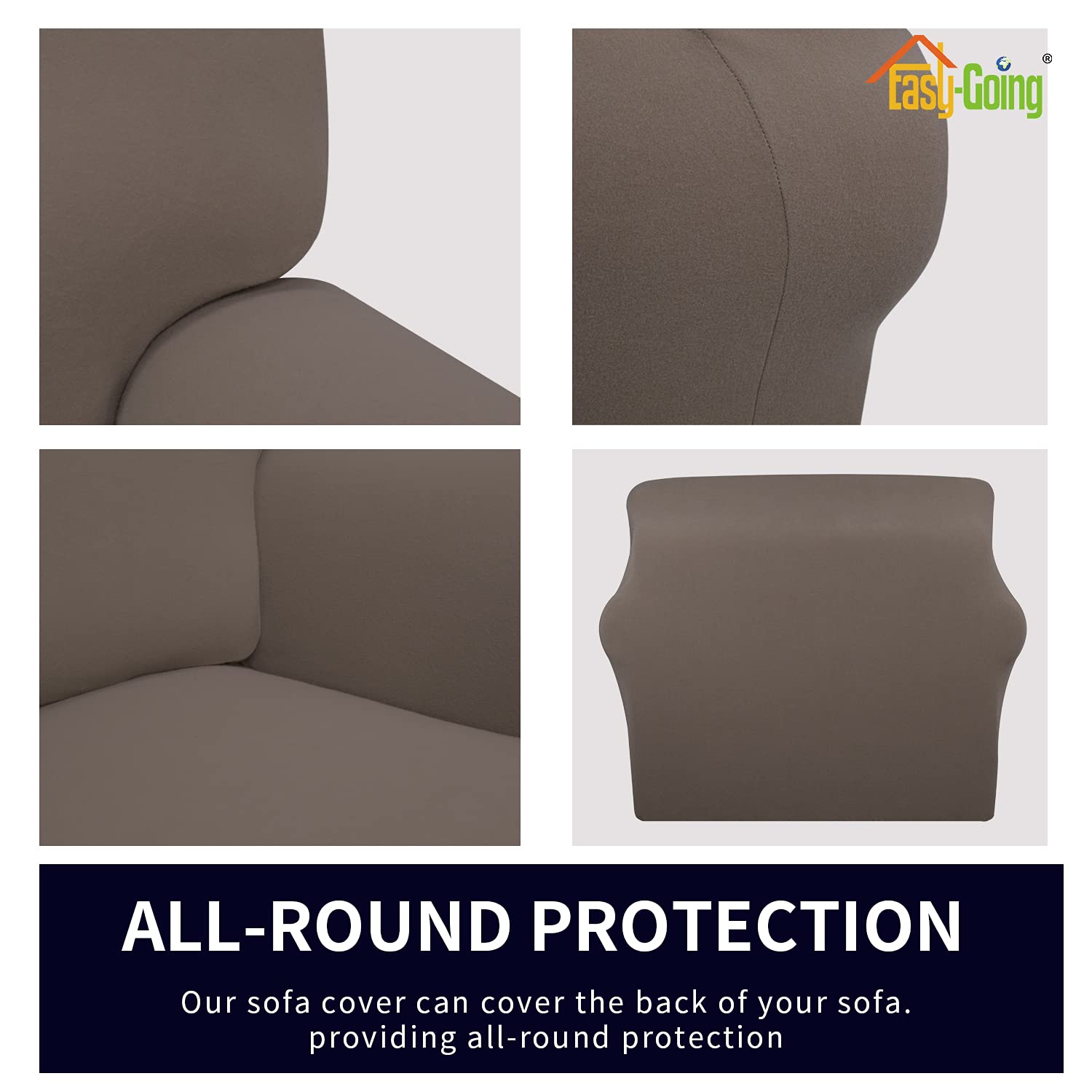 Easy-Going Fleece Stretch Sofa Slipcover Spandex Non-Slip Soft Couch Sofa Cover, Washable Furniture Protector With Anti-Skid Foam And Elastic Bottom For Kids, Pets(Sofa, Taupe)