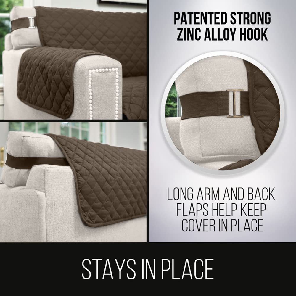 Sofa Shield Patented Recliner Slip Cover, Large Cushion Protector, Reversible Stain And Dog Tear Resistant Slipcover, Quilted Microfiber 25” Seat, Washable Covers For Dogs Pets Kids, Chocolate