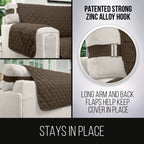 Sofa Shield Patented Sectional Slip Cover, Large Cushion Protector, Reversible Stain And Dog Tear Resistant Slipcover, Quilted Microfiber 30X30” Seat, Washable Covers For Dogs Pets Kids, Chocolate