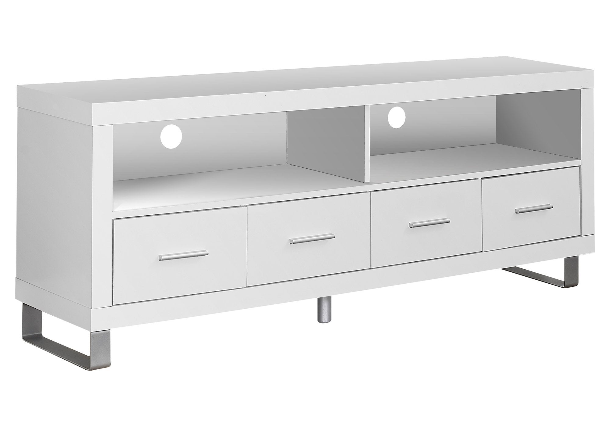 Monarch Specialties , TV Console with 4 Drawers, White, 60'L