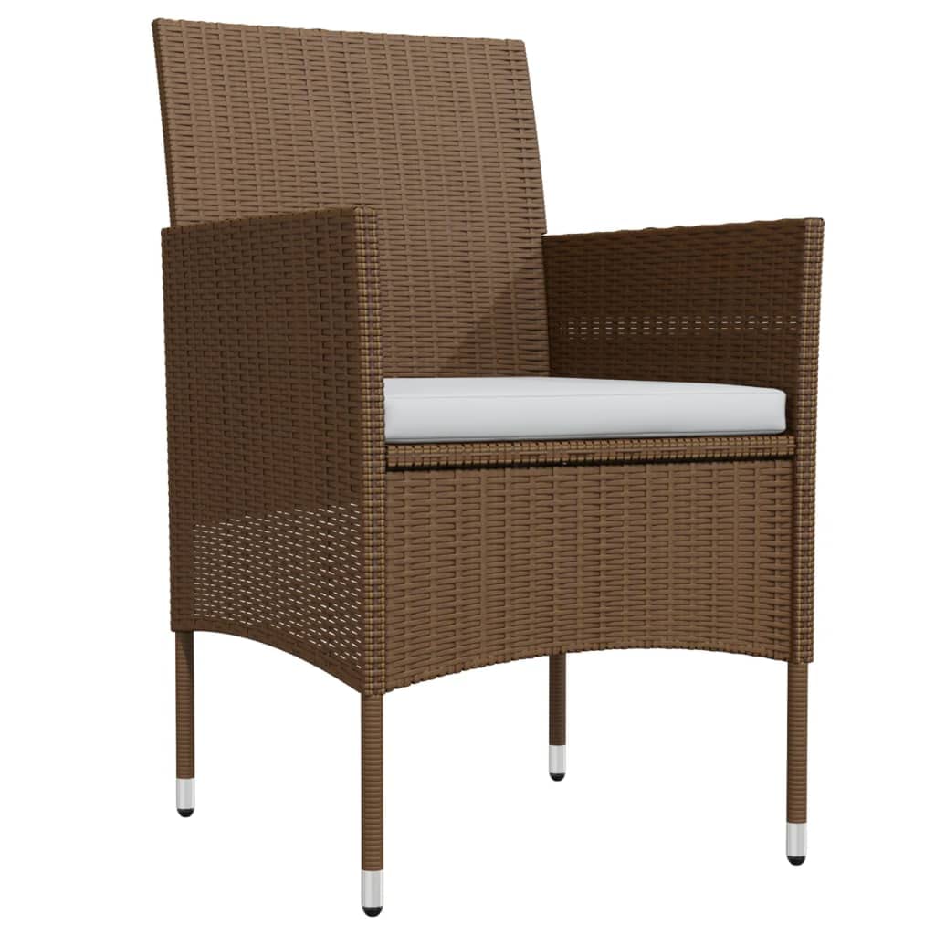 vidaXL Patio Dining Set 7 Piece with Cushions Garden Outdoor Lawn Yard Terrace Balcony Seat Seating Table and Chair Furniture Brown and Black