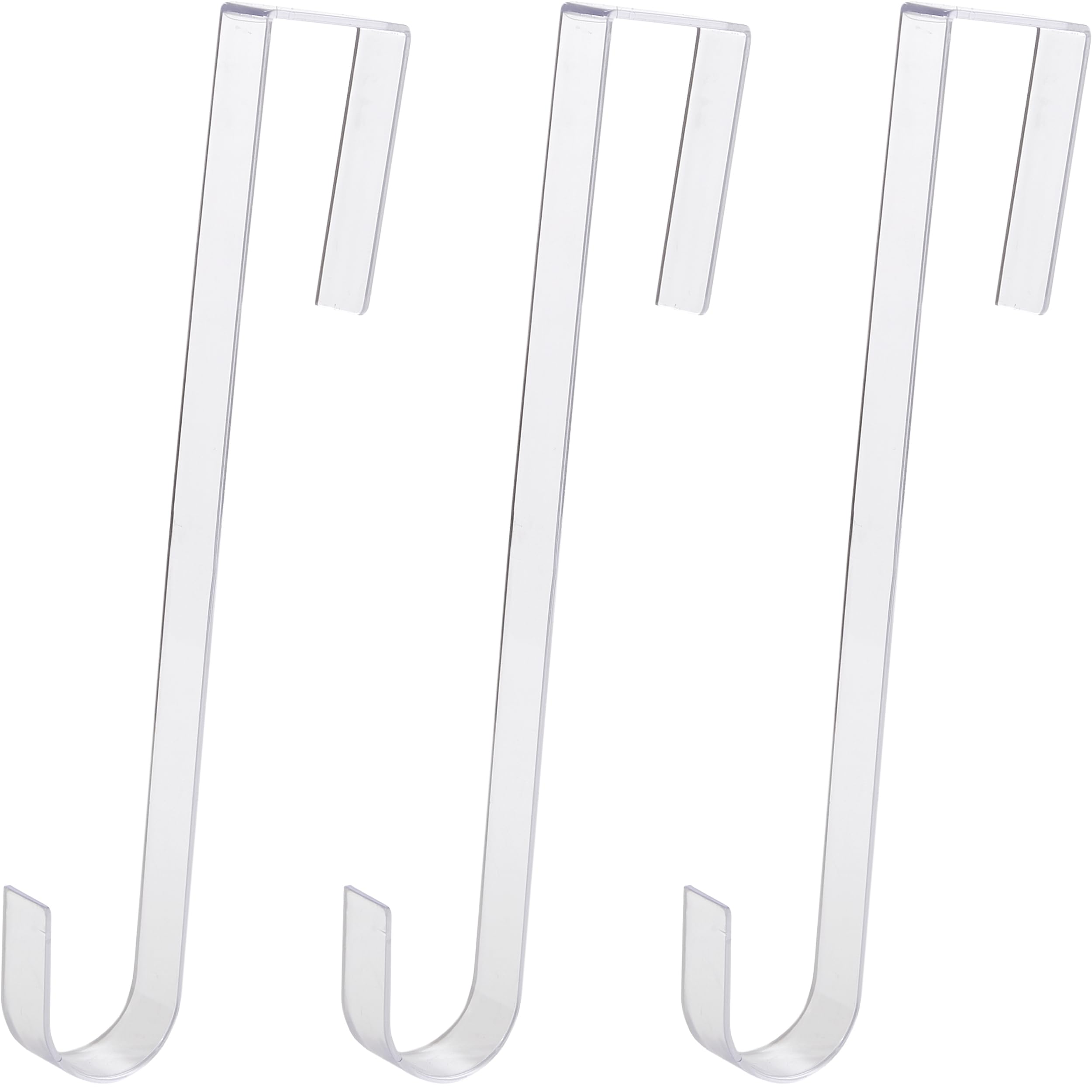 Non Scratch 100% Clear 12in Wreath Hanger 3Pk. Slim Christmas Wreaths Holders for Hanging Fall Halloween Decorations Over Front 