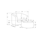 Monarch Specialties 2-Piece Set Children's Barrel Design Armchair with Ottoman-Upholstered Toddler and Kids Juvenile Chair, Grey