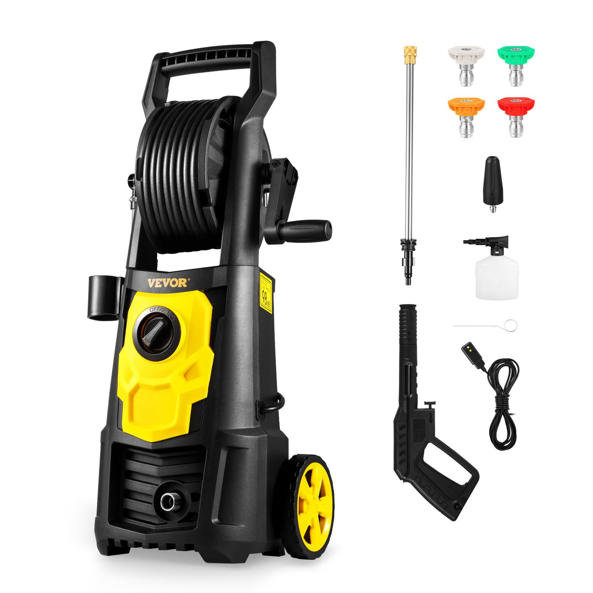 Vevor Electric Pressure Washer, 2000 Psi, Max. 1.76 Gpm Power Washer W/ 30 Ft Hose, 5 Quick Connect Nozzles, Foam Cannon, Portab