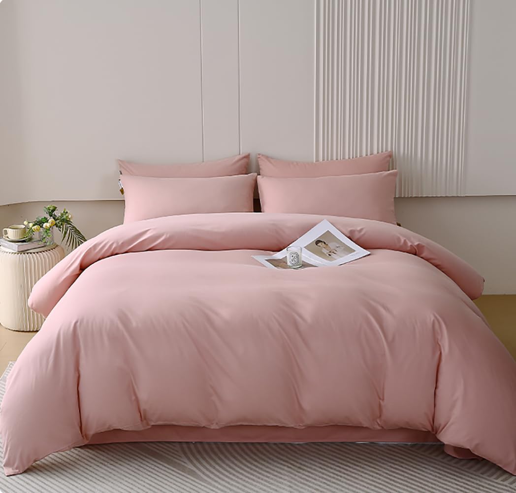 Houseri Pink Comforter Set Queen Light Pink Bedding Blush Pink Comforter Set Dusty Pink Comforter for Girls Women Rose Pink Bedd