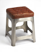 HomeRoots Multi-Color Iron, Wood, Leather Iron and Leather Counter Stool