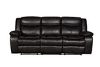 HomeRoots 86' Brown Leather Match and Black Reclining Sofa