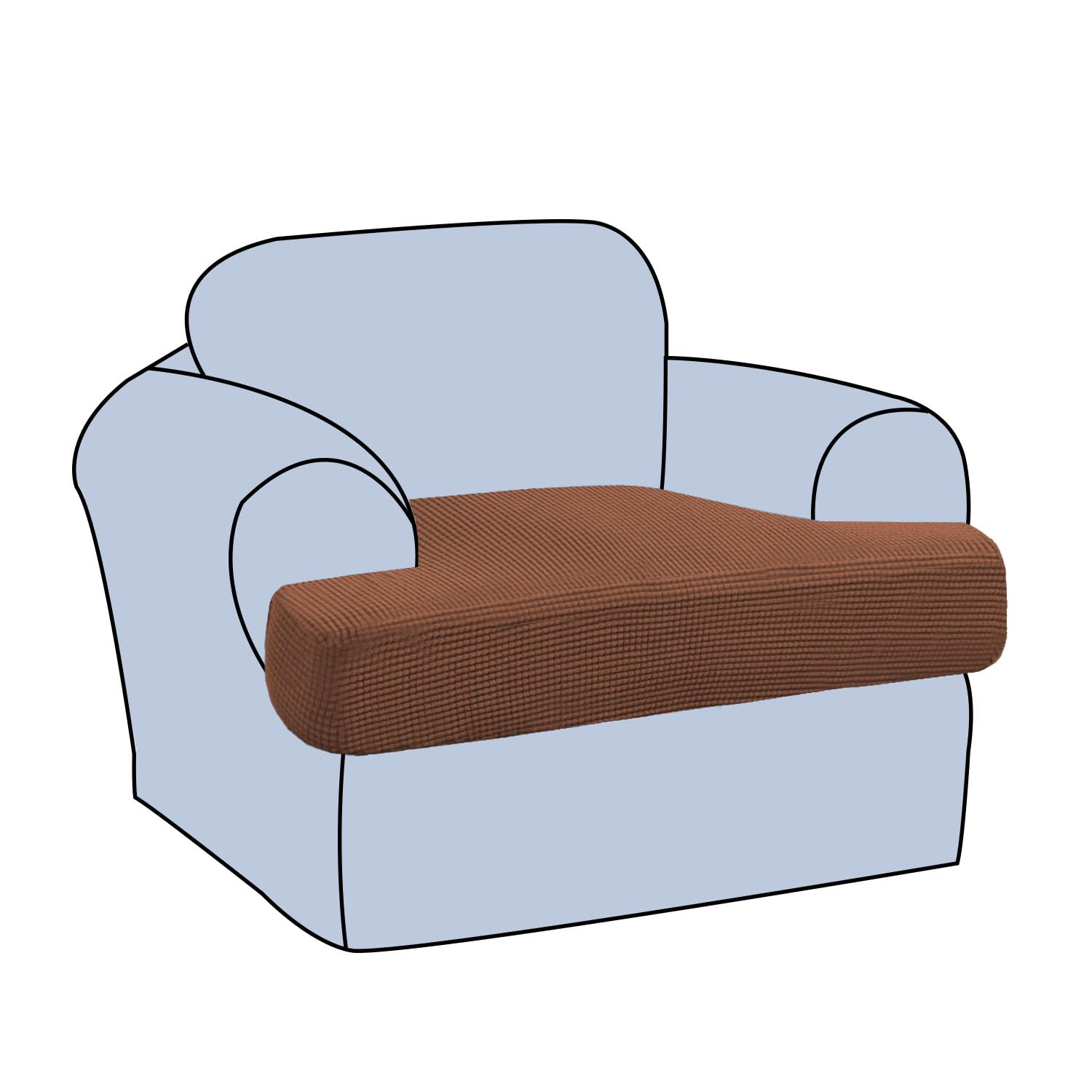 H.Versailtex Stretch T Cushion Chair Sofa Slipcover T Cushion Covers For Living Room Armchair Couch Cover T Cushion Slipcover Seat Cover With Elastic Bands Thicker Jacquard Fabric, Caramel