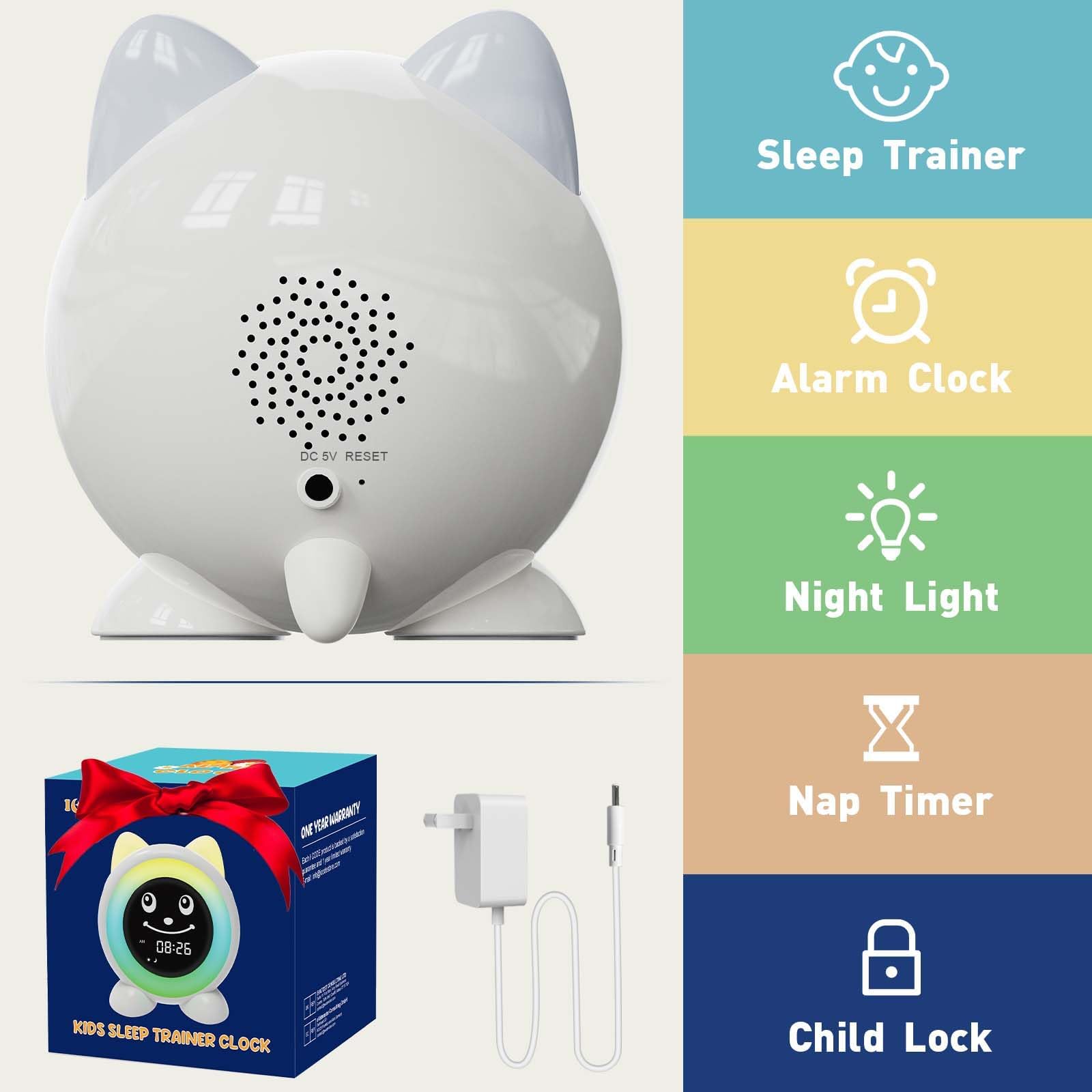Icode Ok To Wake Kids Alarm Clock,Toddler Sleep Training Clock With Night Light & Nap Timer,Gift For 2-10 Years Old Children Boy