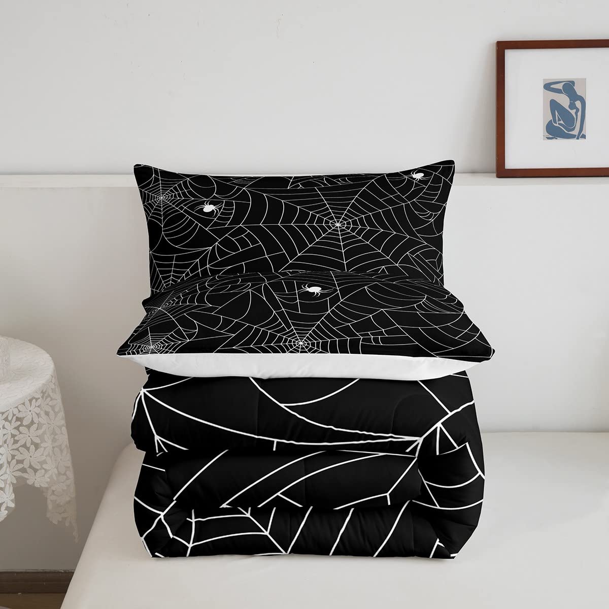 Boys Spider Web Printed Comforter Set For Kids Girls King Halloween Themed Comforter Decorative Scary Spider Bedding Sets Childr