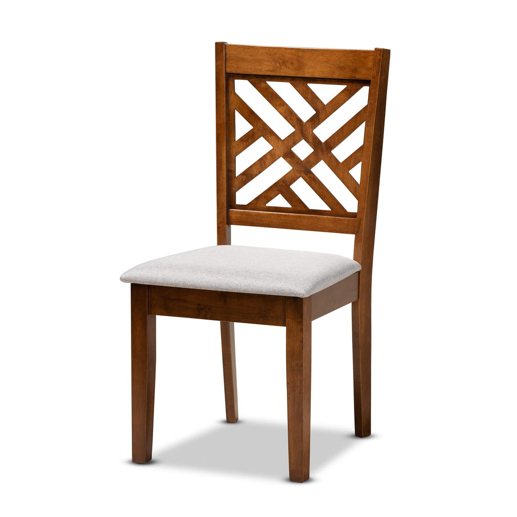 Baxton Studio Norah Modern and Contemporary Grey Fabric Upholstered and Walnut Brown Finished Wood 7-Piece Dining Set