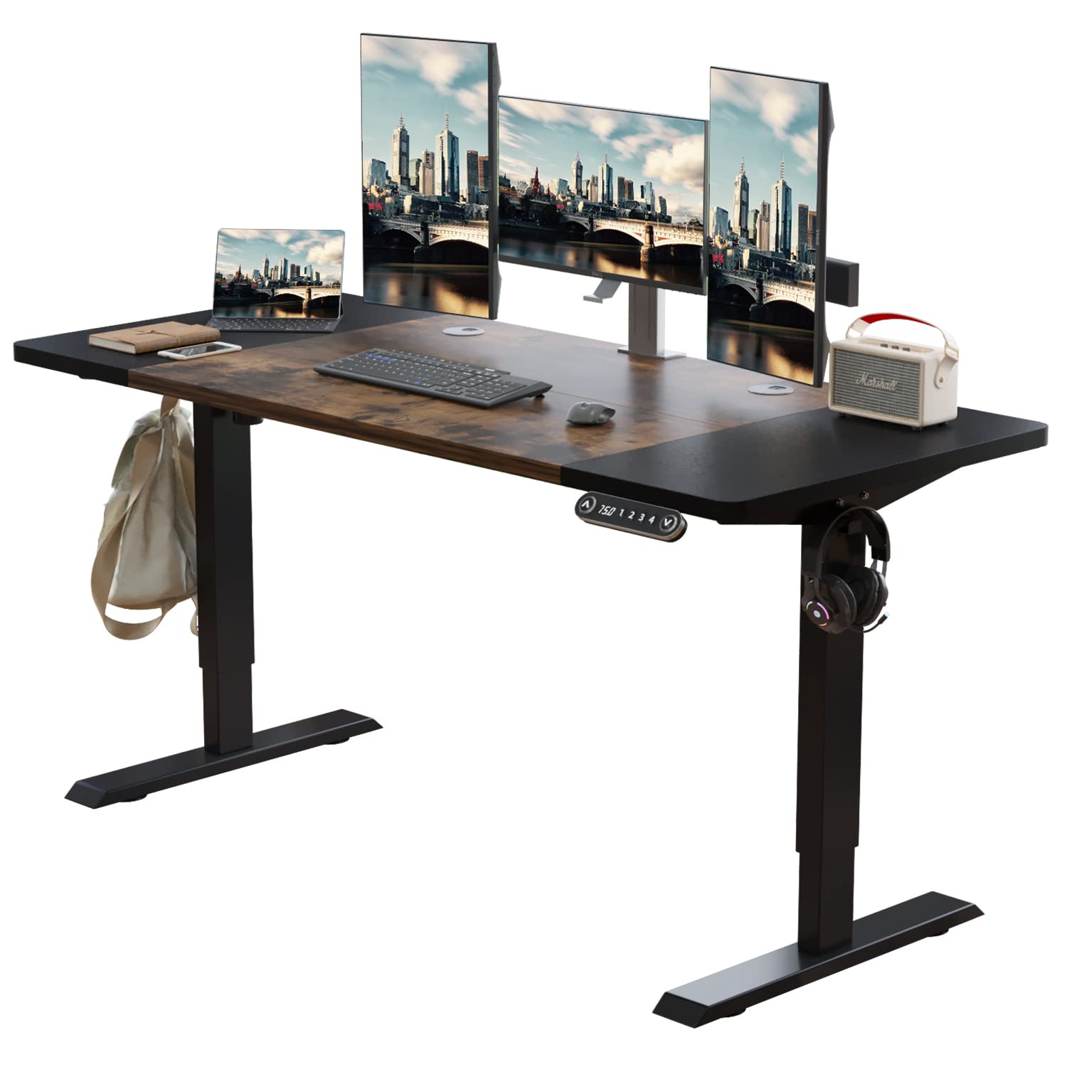 Radlove Electric Height Adjustable Standing Desk, 63x 30 Inches Stand Up Desk Workstation, Splice Board Home Office Computer Sta