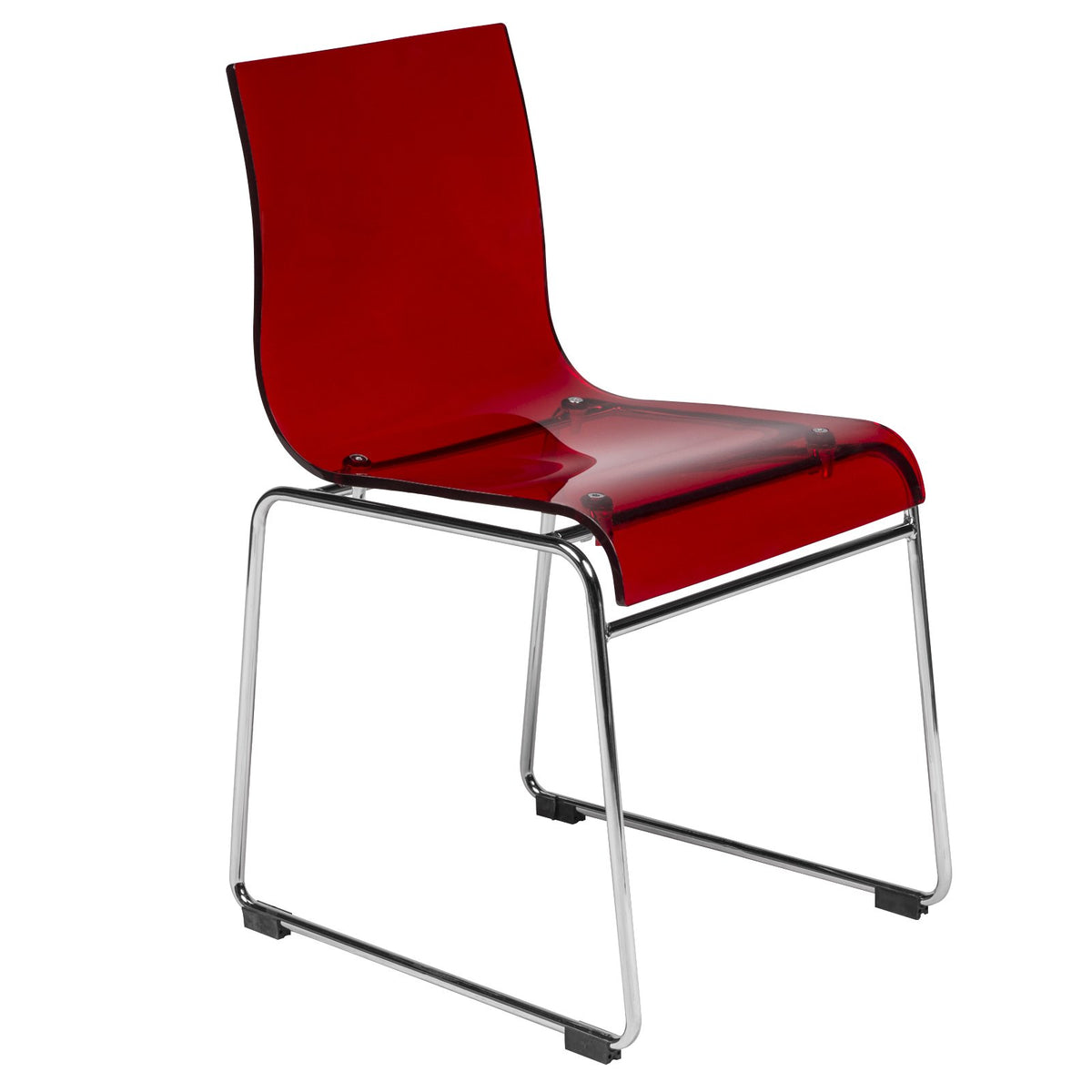 Leisuremod Lima Mid-Century Modern Acrylic Dining Chair With Chrome Finish Steel Frame, Stackable Accent Side Chair For Kitchen