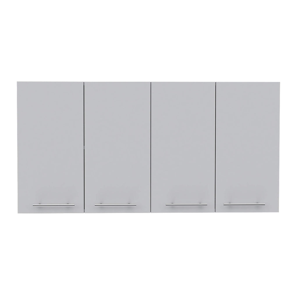 Wall Cabinet 24&Quot; H, 4 Doors, With 2 Internal Shelves And Internal Plate And Glass Organizer, White
