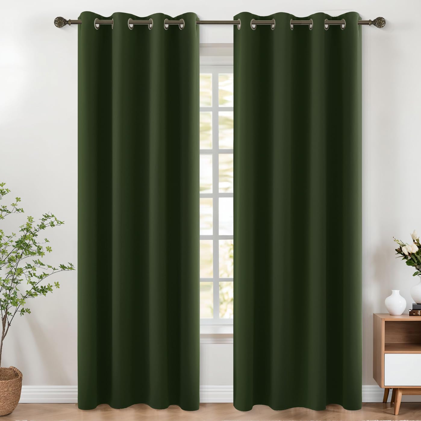 Koufall Olive Green Blackout Curtains 52 By 90 Inches Long For Living Room Bedroom