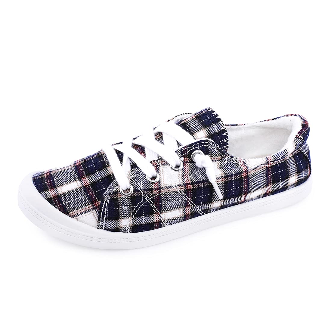 Womens Slip On Canvas Sneaker Low Top Casual Walking Shoes Classic Comfort Flat Fashion Sneakers (Square 06)