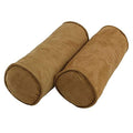 Blazing Needles Corded Microsuede Bolster Pillow, 20" x 8", Camel 2 Count