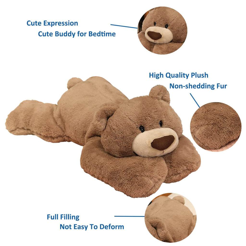 Doireum Weighted Stuffed Animals, Weighted Bear Stuffed Animal Toy Brown Bear Plush Throw Pillow Gifts For Boys Girls, 11.8 Inch