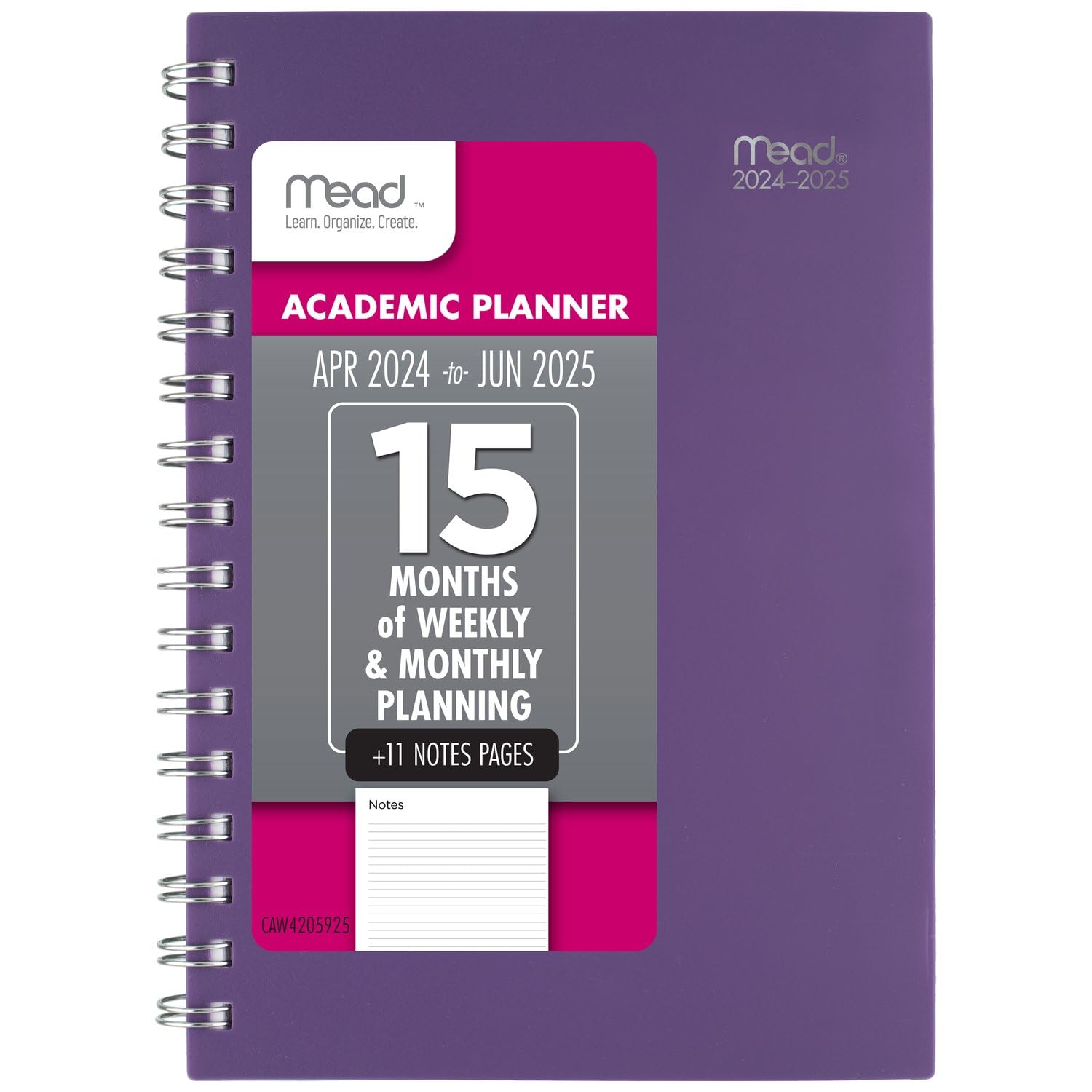 Mead Planner 2024-2025 Academic, Weekly & Monthly, 5-1/2' X 8-1/2', Small, Basic, Purple (Caw42059)