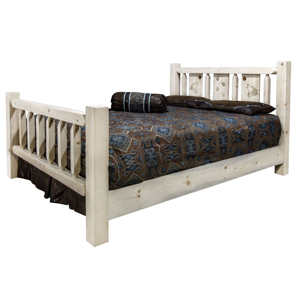 Montana Woodworks Wolf Design Laser Engraved Bed in Natural (King: 94 in. L x 80 in. W x 47 in. H (199 lbs.))