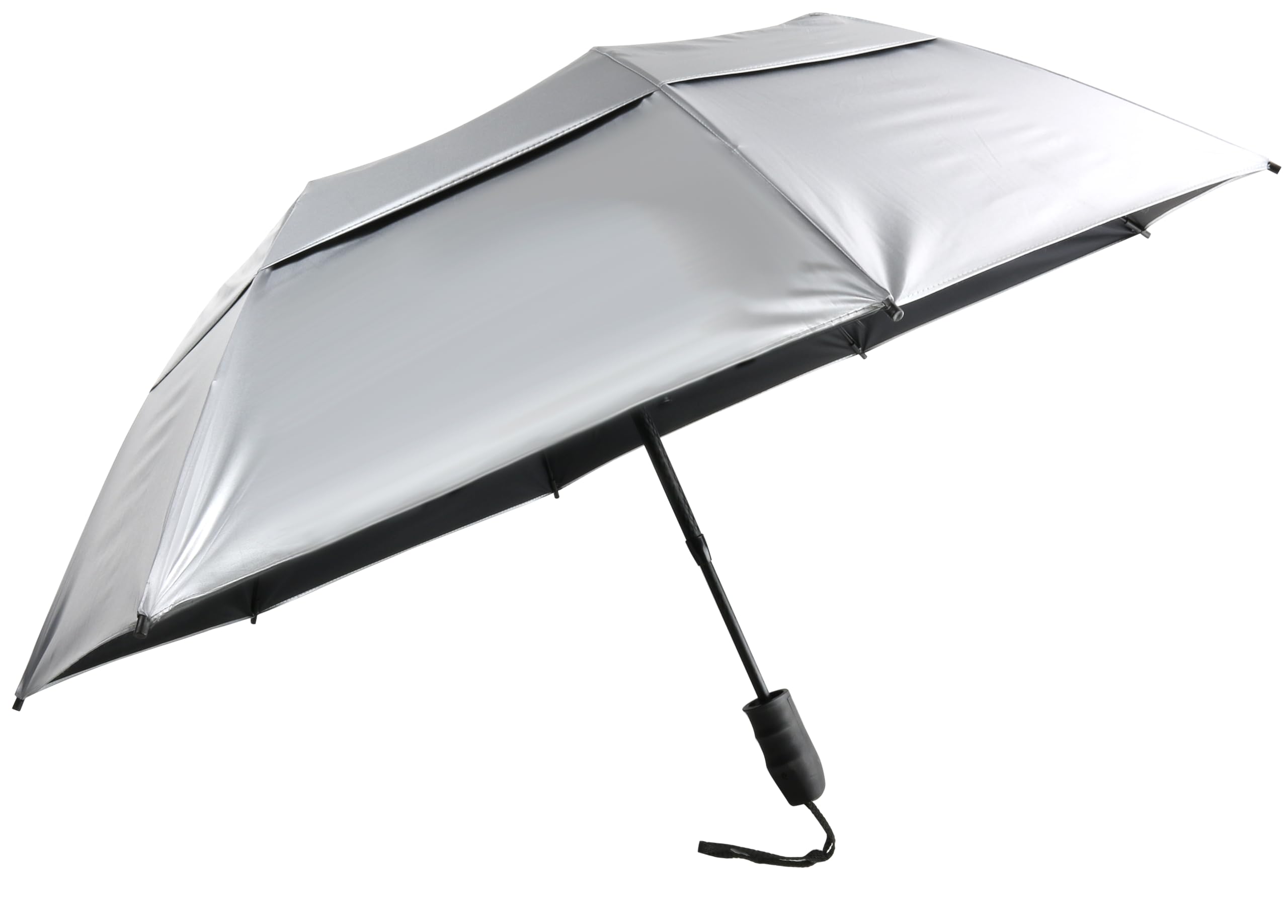 SunTek 46 UV Protection Silver Coated Vented Canopy Umbrella with Auto Open Telescopic Fiberglass Shaft. Folding Portable Sun Te