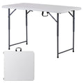 Zenstyle 4 Ft Adjustable Folding Table, Indoor Outdoor Portable Plastic Dining Card Table Utility Table For Camping Dining Event Party, White (48'X24', Rectangular)