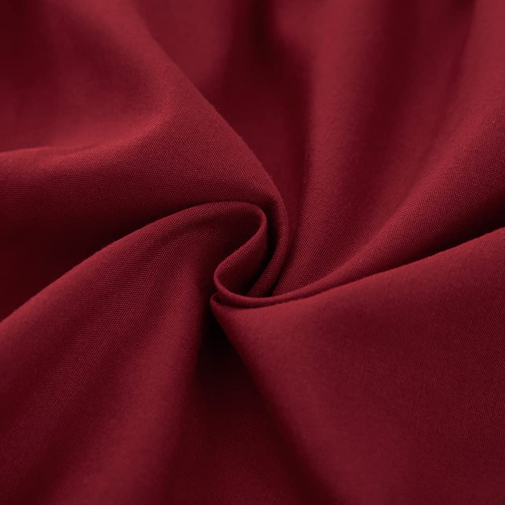 Meila Wrap Around Bed Skirt Three Fabric Sides Elastic Dust Ruffled 24 Inch Tailored Drop,Easy To Install Fade Resistant-Burgundy, Queen/King
