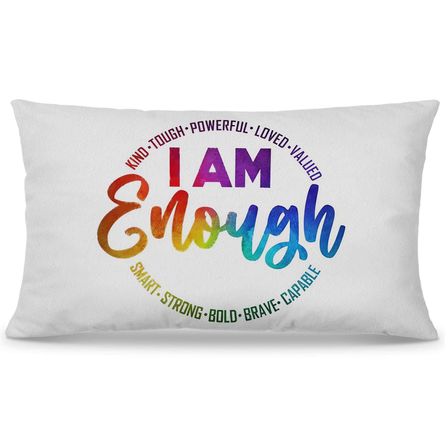 Nogrit I Am Enough Inspirational Pillow Covers 12X20, Inspirational Gifts For Women Teenage Girls, Encouragement Gifts For Women