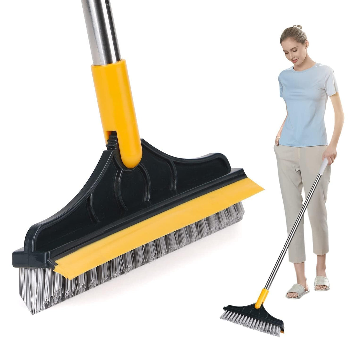 FIGMENT 2in1 Bathroom Cleaning Brush with Wiper  Long Handle 120 Rotate Toilet Brush, Tiles Cleaning, Floor Scrub for Kitchen