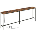 MAHANCRIS 78.7 Console Table with Power Outlet, 11.8 Wide Narrow Sofa Table, Industrial Entryway Table with USB Ports, Behind Co