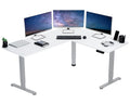 VIVO Electric Corner 63 x 55 inch L-Shaped Standing Desk, Memory Height Adjustment, White Top Gray Frame, DESK-E3CTGW