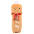 ARELUX Funny 21.6in Toast Baguette Pillow,French Baguette Shape Plush Hugging Pillow with Red Scarf,Soft Toast Food Sofa Cushion