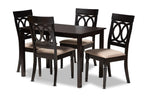 Baxton Studio Lucie Modern and Contemporary Sand Fabric Upholstered Espresso Brown Finished 5-Piece Wood Dining Set