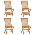 vidaXL Folding Patio Chairs 4 pcs Solid Teak Wood