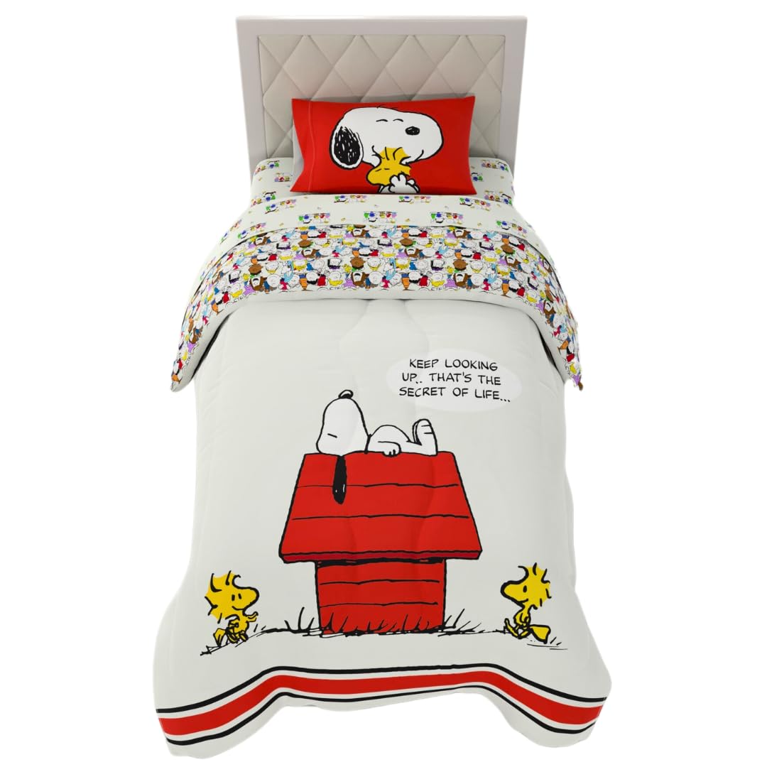Franco Peanuts Classic Pals Super Soft Comforter And Sheet Set, 4 Piece Twin Size, (Official Licensed Product) Collectibles