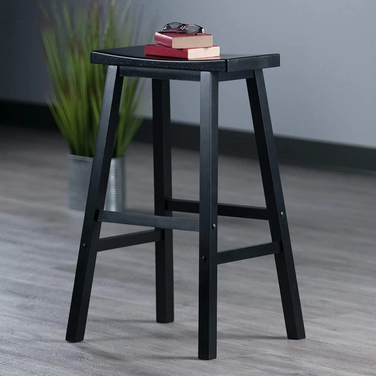 Stool Chair Wod Blk 29"H