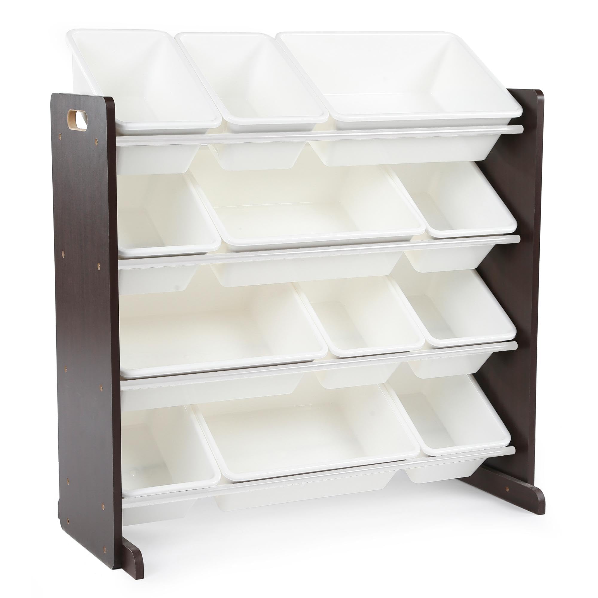 Humble Crew Modern Toy Organizer With 12 Bins, Espresso/White