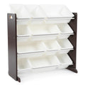 Humble Crew Modern Toy Organizer With 12 Bins, Espresso/White