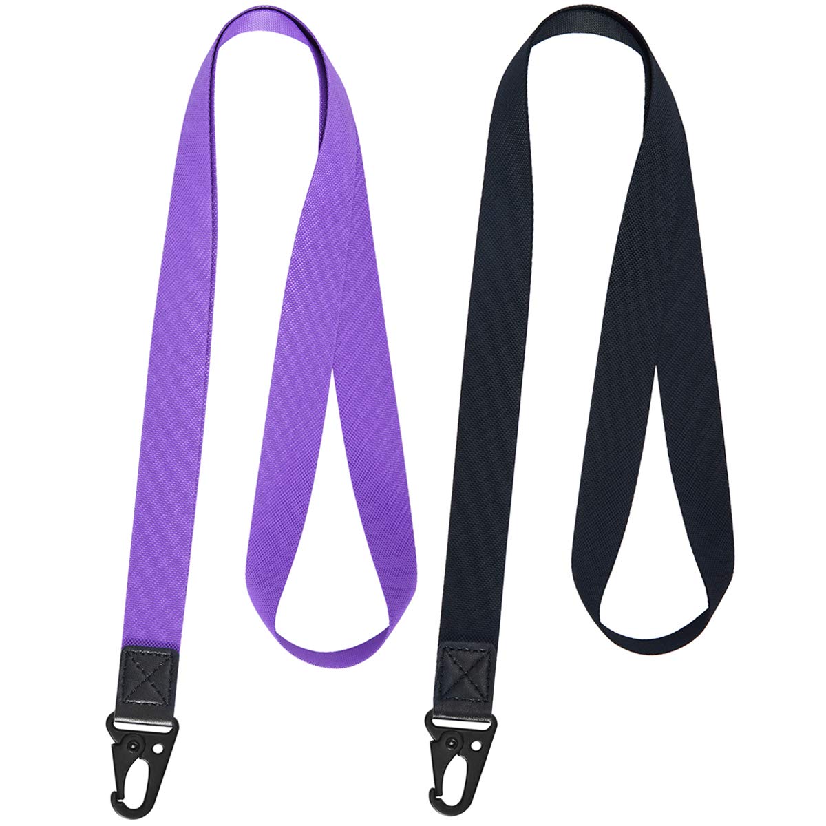 Youowo Lanyards 2 Pack Neck Purple Lanyard Black Lanyard For Keys Id Badges Holder Office Thickening Lanyards With Clip Strong B