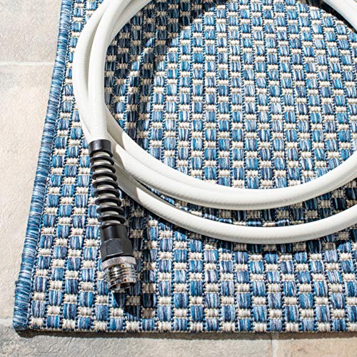 Safavieh Courtyard Collection Accent Rug - 2'3' X 5', Navy & Grey, Non-Shedding & Easy Care, Indoor/Outdoor & Washable-Ideal For Patio, Backyard, Mudroom (Cy8521-36821)