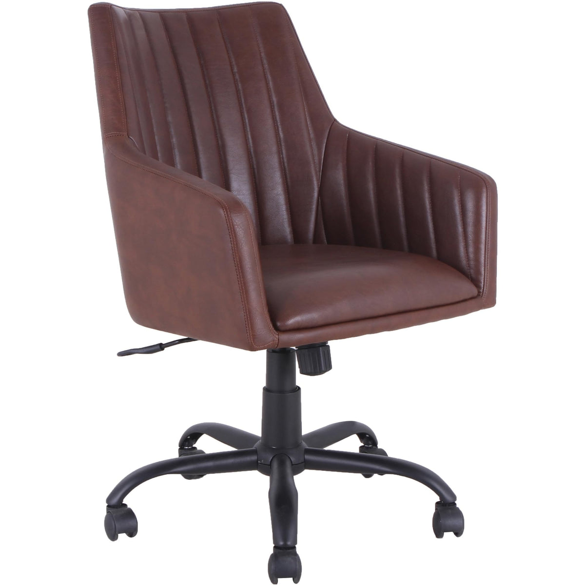 Lorell Tan Leather Back Stitch Chair