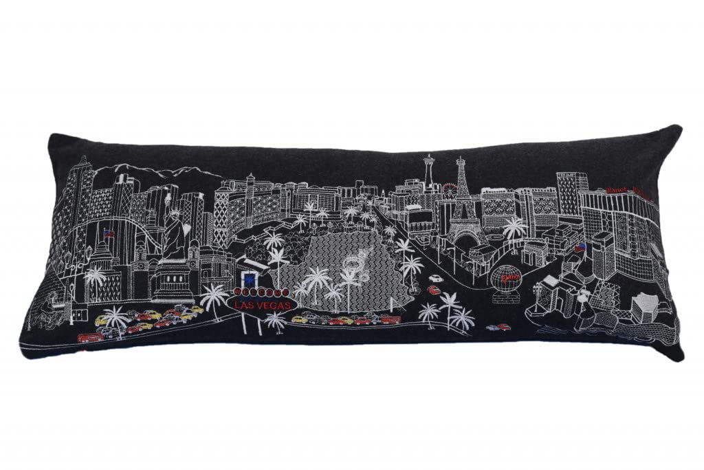 HomeRoots Grey 35' Black as Vegas Nighttime Skyline Lumbar Decorative Pillow