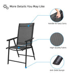 Vingli Upgraded Version Single 1 Folding Chairs With Arms, Portable Patio Chairs For Outdoor & Indoor, Sling Back Chairs For Lawn, Pool, Courtyard, Balcony & Garden (Black)