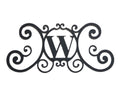 Bookishbunny Monogram Initial Letter A-Z Wrought Iron Metal Scrolled Door Wall Decoration Plaque Art, 24 x 11 inch 2mm Thick (W)